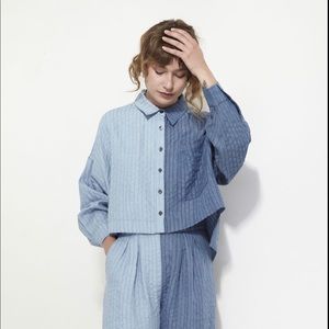 NWT Mara Hoffman Inez Cropped Chambray Shirt M